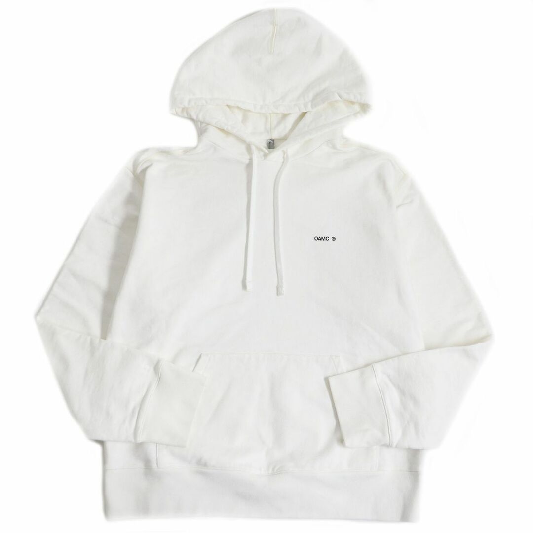 極美品□OAMC/オーエーエムシー OAMS704586 バックロゴパッチ Outline Hoodie プルオーバー スウェットパーカー/フーディー 白 M 正規品