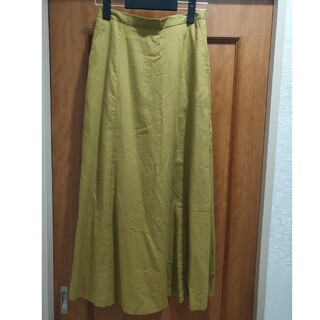 ジーユー(GU)のGU リネンロングスカート　グリーン　Lサイズ(ロングスカート)