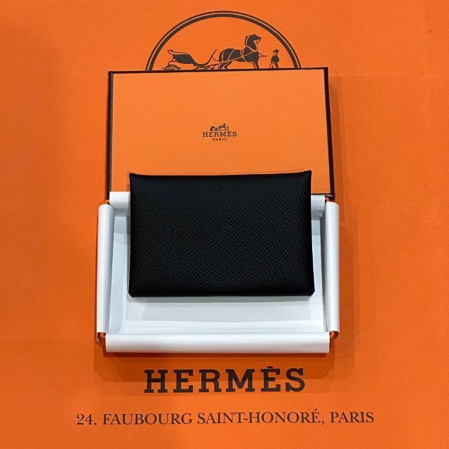 新品 HERMES エルメス カルヴィ カードケース コインケース ブラック ...