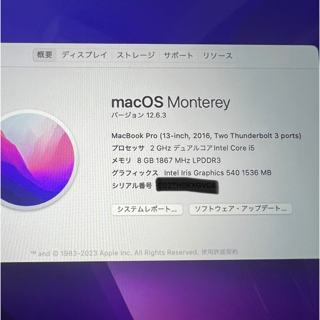 Apple(アップル)のMacBook Pro 2016 13インチ 8GB Apple 256GB スマホ/家電/カメラのPC/タブレット(ノートPC)の商品写真