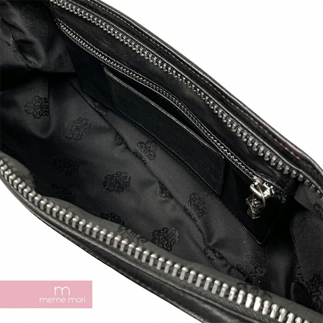 CHROME HEARTS MEDIUM FLAT BAG BS FLUER クロムハーツ ミディアムフラットバッグ BSフレア クラッチバッグ ダガージップ レザー ブラック 【221111】【-B】【me04】