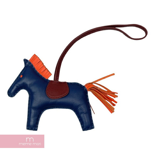 HERMES Rodeo Charm PM エルメス ロデオチャーム アクセサリー バッグチャーム ブルードマルト×オレンジポピー×ルージュアッシュ ネイビー×ブラウン×オレンジ 【220624】【-A】【me04】