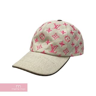 ルイヴィトン(LOUIS VUITTON)のLouis Vuitton Starboard Cap M76716 ルイヴィトン スターボードキャップ ベースボールキャップ 帽子 総柄ロゴ モノグラム リネン混 切替 ライトグレー×ピンク サイズM【230408】【中古-B】【me04】(キャップ)