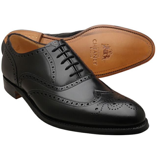 メンズCHEANEY ジョセフ チーニー BROAD II レザーソール ウィングチップ BLACK CALF