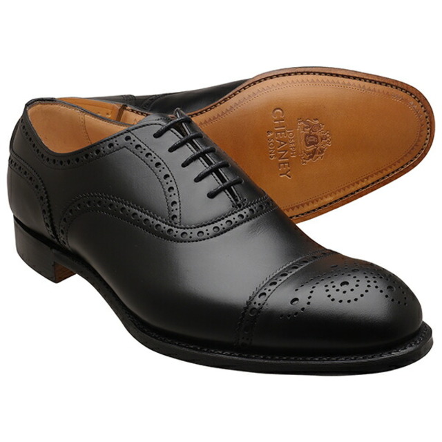 CHEANEY ジョセフ チーニー WILFRED レザーソール セミブローグ BLACK CALF 【Fitting G】