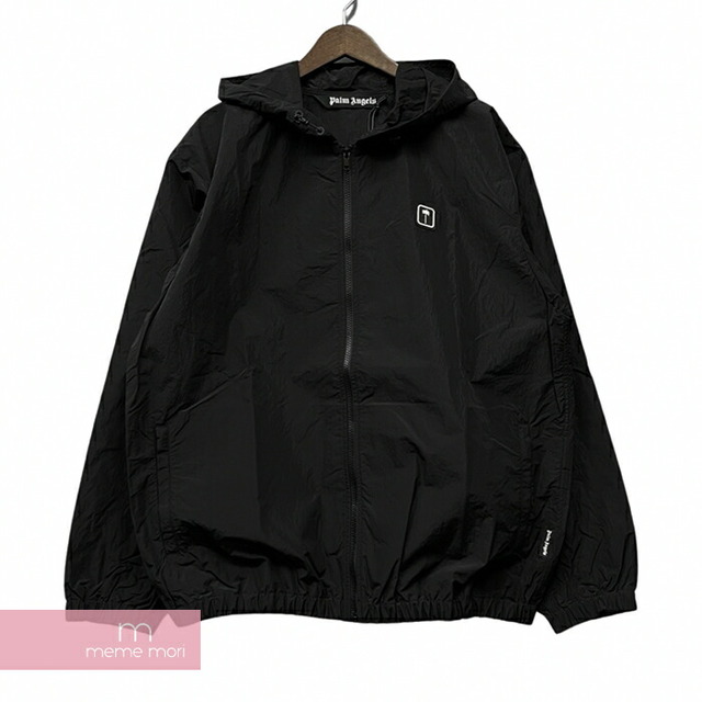 Palm Angels 2021AW PXP Windbreaker PMEB015F21FAB0011001 パームエンジェルス PXPウィンドブレーカー ナイロンジップアップブルゾン ロゴパッチ ブラック サイズM 【221205】【新古品】【me04】