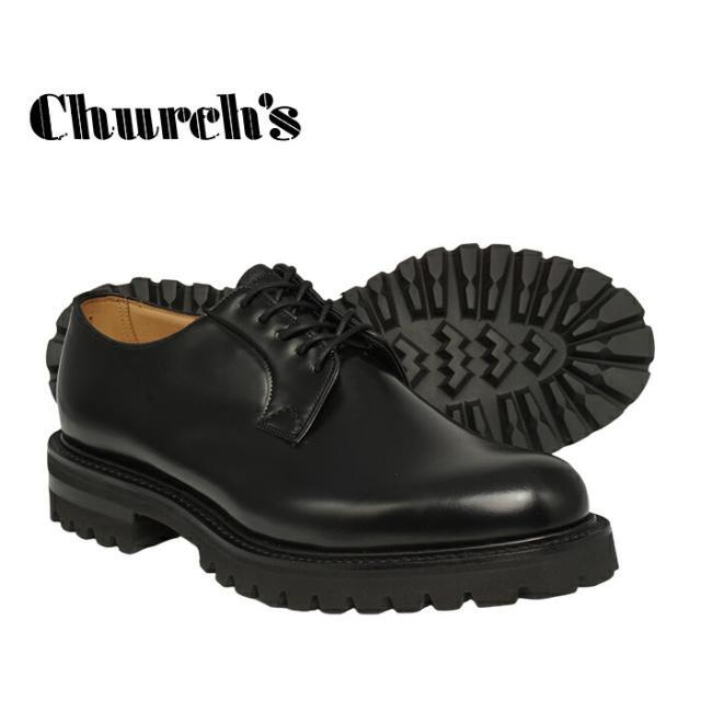 【Church's SHANNON-T】 チャーチ シャノン プレーントゥ BLACK/ ブラック 外羽根 ダービー ポリッシュドバインダー 【靴幅 若干幅広】 UK7.0(26) メンズの靴/シューズ(ドレス/ビジネス)の商品写真