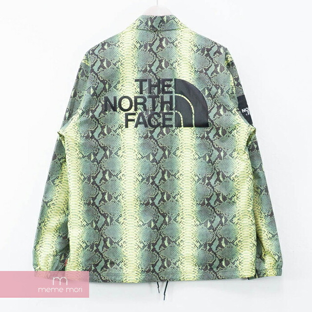 メンズSupreme×THE NORTH FACE 2018SS Snakeskin Taped Seam Coaches Jacket シュプリーム×ノースフェイス スネークスキンテープドシームコーチジャケット 総柄 ロゴプリント グリーン サイズS【220609】【新古品】【me04】