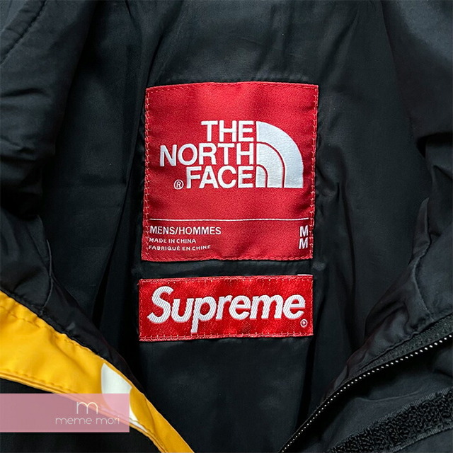 Supreme×THE NORTH FACE 2015AW Mountain Pullover シュプリーム×ノースフェイス マウンテンプルオーバージャケット ハーフジップブルゾン 総柄ロゴ 文字 By Any Means Necessary イエロー サイズM 【220108】【中古-A】【me04】 メンズのジャケット/アウター(その他)の商品写真