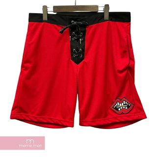 CHROME HEARTS×MATTY BOY Swim Shorts クロムハーツ×マッティボーイ スイムショーツ ウォーターショートパンツ ハーフパンツ レザーパッチ チョンパー レッド サイズL【220829】【新古品】【me04】(スラックス/スーツパンツ)