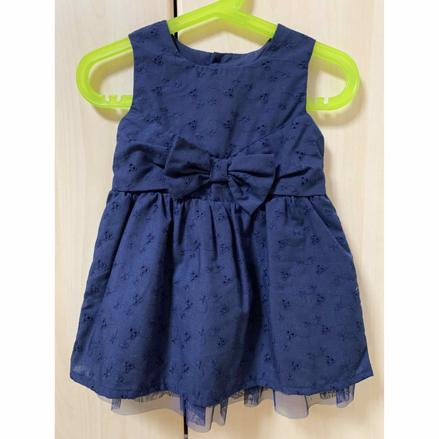 ＊美品＊ クラシックワンピース　90  ネイビー　キッズ　ベビー キッズ/ベビー/マタニティのキッズ服女の子用(90cm~)(ワンピース)の商品写真