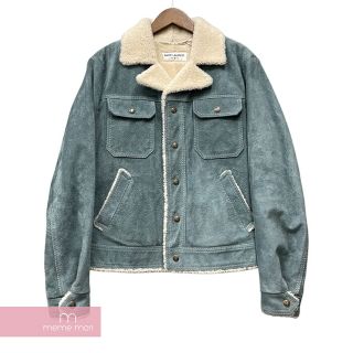 サンローラン(Saint Laurent)のSAINT LAURENT PARIS 2018AW Shearling Suede Jacket 525903 YC2RM サンローランパリ シアリングスウェードジャケット ブルゾン ムートン ボア グレーブルー サイズ46【230408】【中古-B】【me04】(その他)