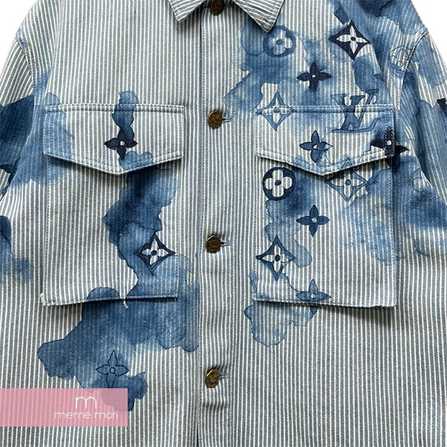 LOUIS VUITTON 2021SS Striped Monogram Workwear Denim Shirt 1A8QYE ルイヴィトン  ストライプモノグラムワークウェアデニムシャツ シャツ