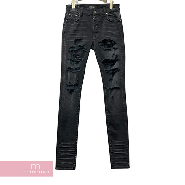 AMIRI Thrasher Plus Jeans アミリ スラッシャープラスジーンズ ストレッチスキニーデニムパンツ クラッシュ・ダメージ加工 ブラック サイズ30【230327】【-A】【me04】