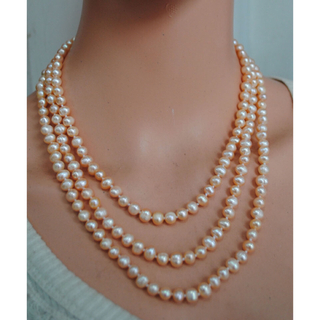 アレンジ色々♪天然無核本真珠/贅沢な150cm♪超ロングホワイトパールネックレス
