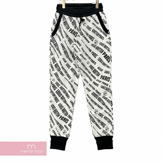 LOUIS VUITTON 2021AW Slanted Signature Jacquard Jogging Pants 1A9BNA ルイヴィトン スランティドシグネチャージャカードジョギングパンツ ジョガーパンツ 総柄ロゴ ホワイト×ブラック サイズM 【221210】【-A】【me04】メンズ