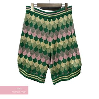 GUCCI 2016AW Lame Wave Jacquard Wool Short 439686 X5E84 グッチ ラメウェーブジャガードウールショーツ ニットショートパンツ ハーフパンツ 総柄 サイドライン グリーン サイズS【221026】【中古-A】【me04】(スラックス/スーツパンツ)