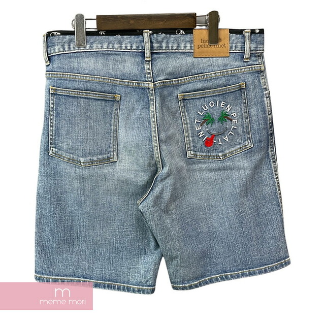 lucien pellat-finet Logo Embroidery Denim Shorts DE-140H ルシアンペラフィネ ロゴエンブロイダリーデニムショーツ ショートパンツ ハーフパンツ ロゴ刺繍 インディゴ サイズ34 【220924】【新古品】【me04】