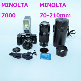 コニカミノルタ(KONICA MINOLTA)の❤MINOLTA フィルムカメラ+レンズ2本+ストロボ❤(フィルムカメラ)