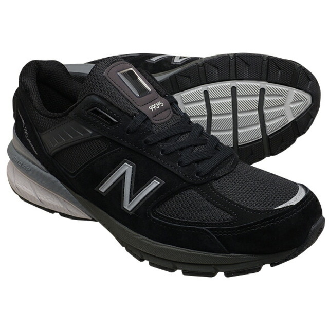 ニューバランス M990BK5 【やや幅狭〜標準 Width:D】 NEW BALANCE M990 ブラック / シルバー 990 メンズ  スニーカー 990V5 ランニングシューズ US9.5( 27.5cm ) | フリマアプリ ラクマ