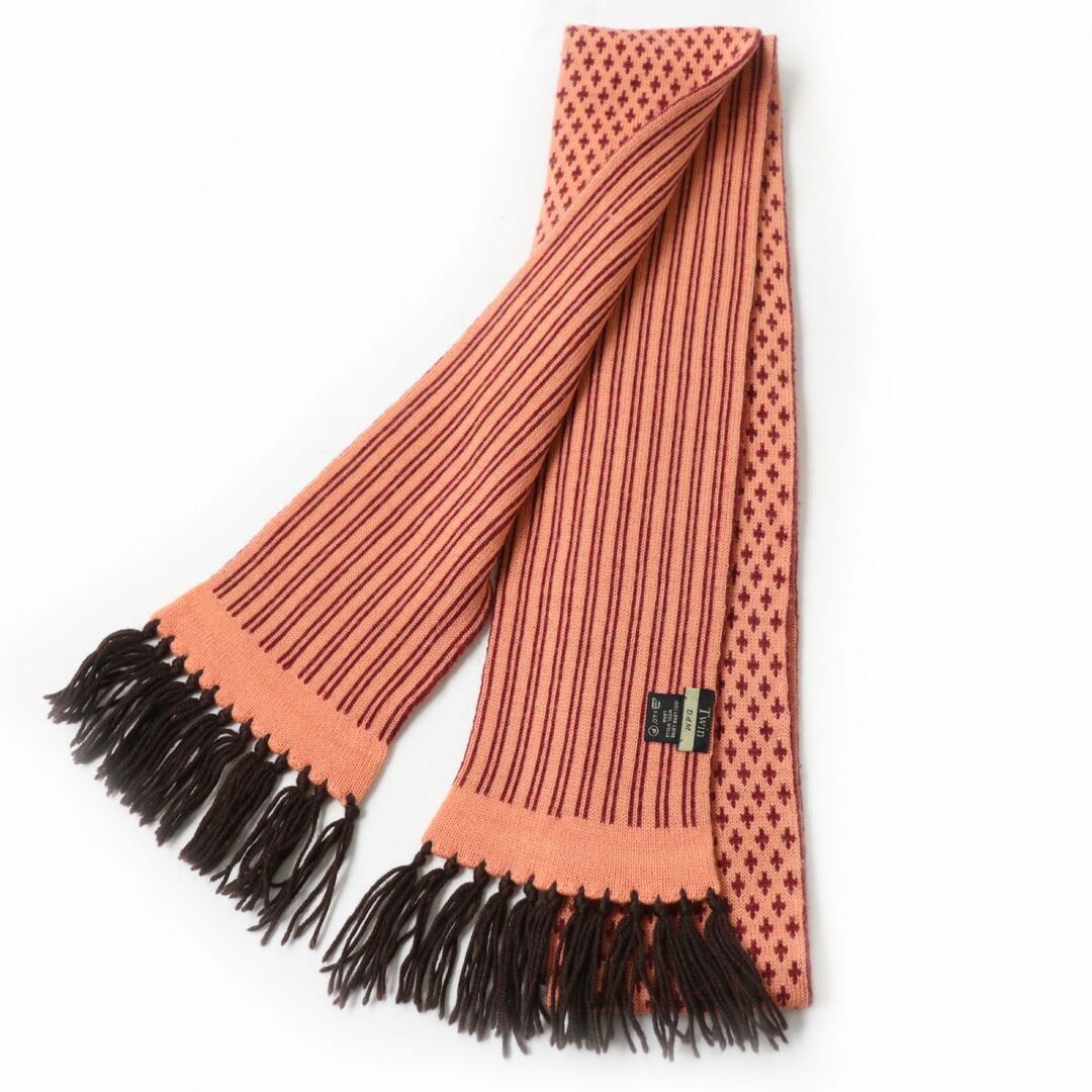 極美品☆Ermenegildo Zegna エルメネジルドゼニア カシミヤ100% フリンジ付き マフラー 2点セット ピンク/オレンジ系 イタリア製