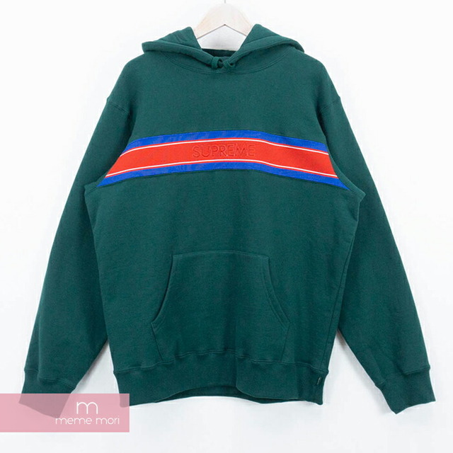 Supreme(シュプリーム)のSupreme 2019SS Chest Stripe Logo Hooded Sweatshirt シュプリーム チェストストライプロゴフーデッドスウェットフーディ パーカー プルオーバー グリーン×レッド×ブルー サイズS【200407】【新古品】【me04】 メンズのトップス(パーカー)の商品写真