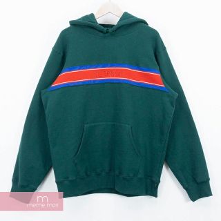 シュプリーム(Supreme)のSupreme 2019SS Chest Stripe Logo Hooded Sweatshirt シュプリーム チェストストライプロゴフーデッドスウェットフーディ パーカー プルオーバー グリーン×レッド×ブルー サイズS【200407】【新古品】【me04】(パーカー)