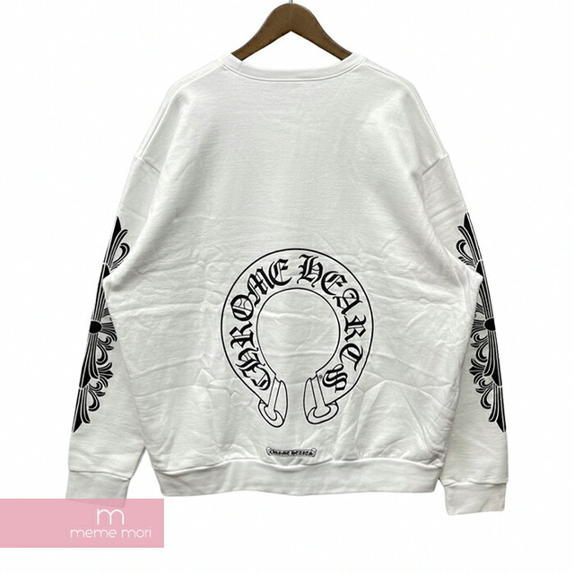 CHROME HEARTS Horseshoe Crewneck Sweatshirt クロムハーツ ホースシュークルーネックスウェットシャツ トレーナー 袖フローラルクロスプリント ブラック サイズXL【230329】【新古品】【me04】