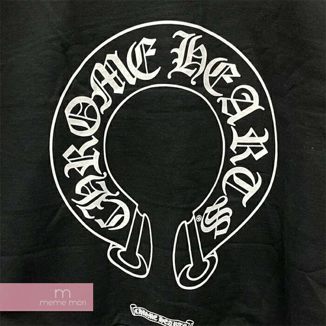 CHROME HEARTS Horseshoe Crewneck Sweatshirt クロムハーツ ホースシュークルーネックスウェットシャツ トレーナー 袖フローラルクロスプリント ブラック サイズXL【230329】【新古品】【me04】