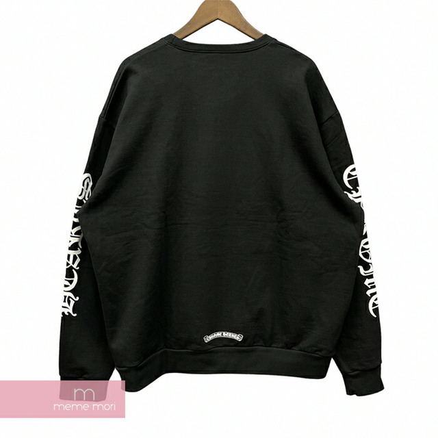 CHROME HEARTS Neck Logo Crewneck Sweatshirt クロムハーツ ネックロゴクルーネックスウェットシャツ トレーナー  袖ロゴプリント ブラック×ホワイト サイズXL 【230329】【新古品】【me04】 使い勝手の良い