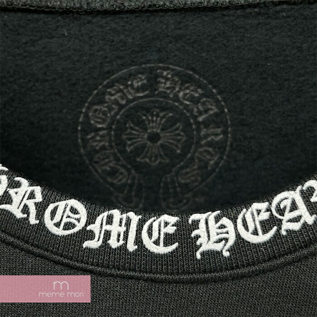 CHROME HEARTS Neck Logo Crewneck Sweatshirt クロムハーツ ネックロゴクルーネックスウェットシャツ トレーナー 袖ロゴプリント ブラック×ホワイト サイズXL 【230329】【新古品】【me04】