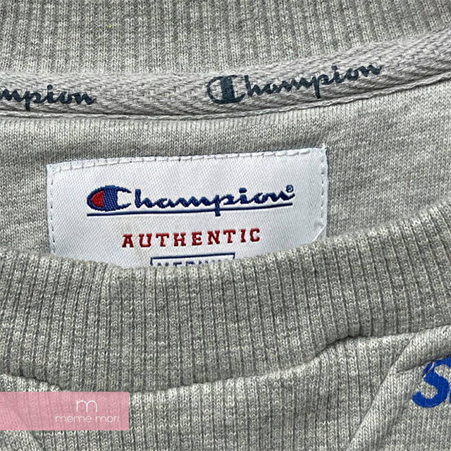 Supreme×Champion 2013AW Script Crewneck シュプリーム×チャンピオン スクリプトクルーネックスウェット トレーナー 総柄ロゴ グレー サイズL【221126】【-A】【me04】