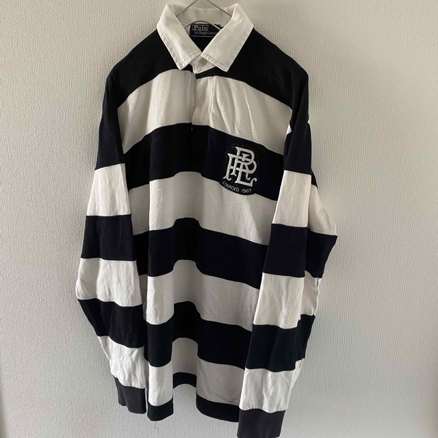 RalphLaurenラルフローレンボーダーラガーシャツメンズ長袖L黒白