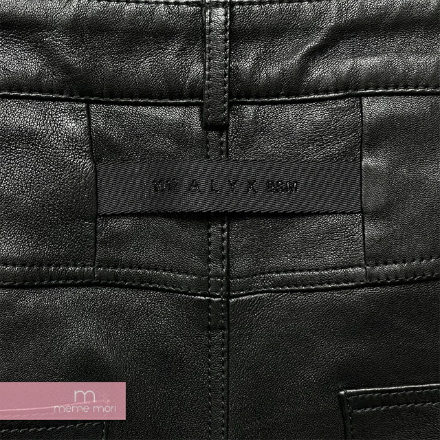 1017 ALYX 9SM 2019AW Leather Pants with Nylon Buckle アリクス ナイロンバックルレザーパンツ スリムストレート ラムレザー カットオフ ブラック サイズ52【230410】【-A】【me04】