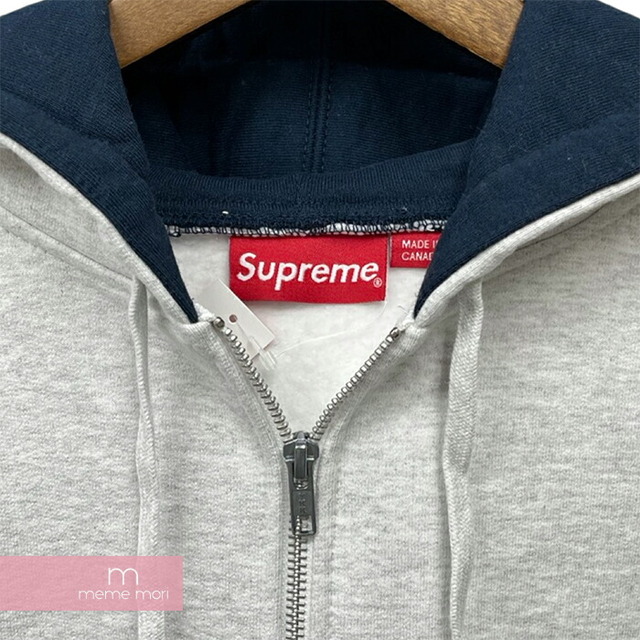 Supreme 2015AW Hooded Track Zip Up Sweat シュプリーム フーデッドトラックジップアップスウェット ジップアップパーカー サイドロゴ グレー サイズS 【221112】【新古品】【me04】