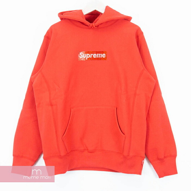 Supreme - Supreme×Swarovski 2019SS Box Logo Hooded Sweatshirt シュプリーム×スワロフスキー ボックスロゴフーデッドスウェットシャツ プルオーバーパーカー 25周年記念 レッド サイズS【220608】【新古品】【me04】