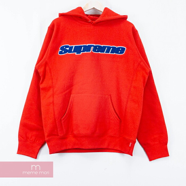 パーカーSupreme 2019SS Chenille Hooded Sweatshirt シュプリーム シェニールフーデッドスウェットシャツ プルオーバーパーカー スクリプトロゴ レッド サイズL【211208】【新古品】【me04】