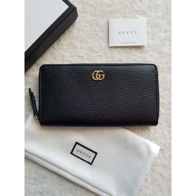 GUCCI グッチ プチマーモント ジップ アラウンド 長財布 ブラック