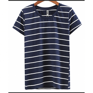 【新品】DAY CLOSET   レディース シンプルボーダー柄ロングTシャツ(Tシャツ(半袖/袖なし))