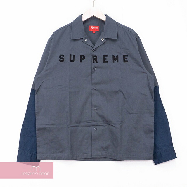 Supreme 2020AW 2-Tone Work Shirt シュプリーム ツートーンワークシャツ 2トーン 長袖シャツ グレー×ネイビー サイズXL【210122】【新古品】【me04】