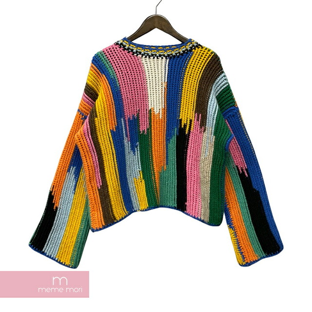 The Elder Statesman Multi Color Sweater ジ エルダーステイツマン マルチカラーセーター ニット カシミヤ ショート丈 マルチカラー サイズM/L【230226】【-B】