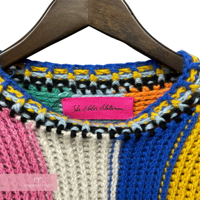 The Elder Statesman Multi Color Sweater ジ エルダーステイツマン マルチカラーセーター ニット カシミヤ ショート丈 マルチカラー サイズM/L【230226】【中古-B】 メンズのトップス(ニット/セーター)の商品写真