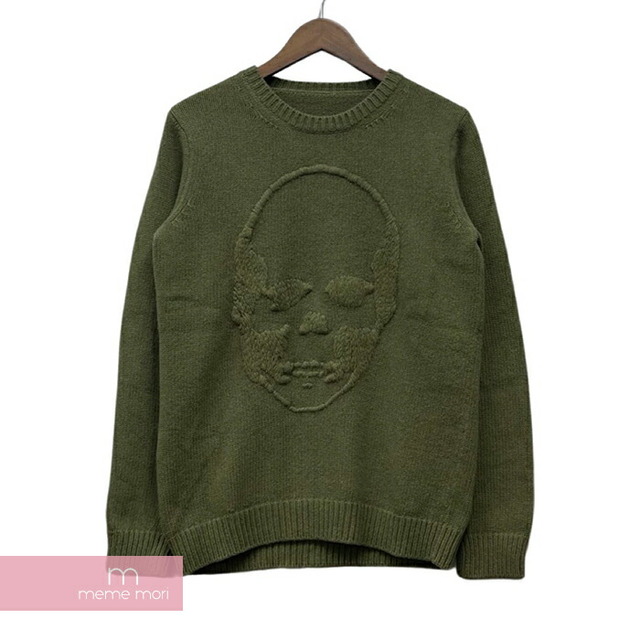 lucien pellat-finet Skull Knit ルシアンペラフィネ スカルニット セーター カシミヤ混 髑髏 オリーブ サイズXS【220608】【-A】【me04】メンズ