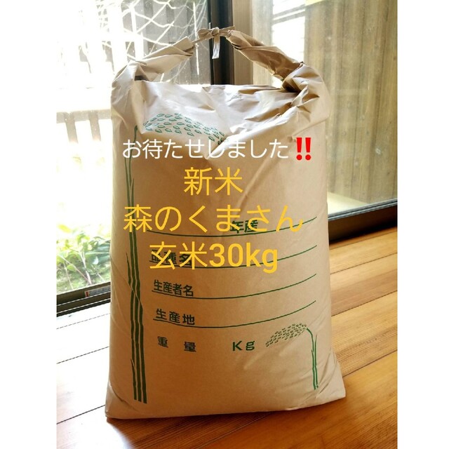 超お買い得！めっちゃうまい！淡路島産森のくまさん！玄米30kg - 米/穀物