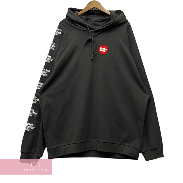 RAF SIMONS 2021SS Teenage Dreams Oversized Hoodie 211-M175D-19003-0099 ラフシモンズ ティーンエイジドリームスオーバーサイズフーディ プルオーバーパーカー パッチワーク 袖ロゴ ブラック サイズS【230412】【-B】【me04】