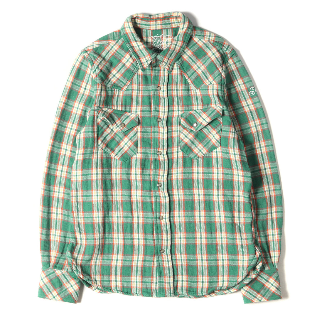 TMT ティーエムティー シャツ ヘビー ダブルガーゼ ウエスタン チェックシャツ W-GAZE CHECK SHIRTS グリーン オレンジ M トップス カジュアルシャツ 長袖 【メンズ】【美品】