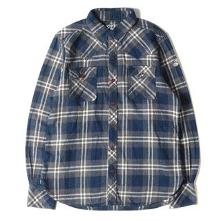 ティーエムティー(TMT)のTMT ティーエムティー シャツ インディゴチェック ウエスタン ネルシャツ L/SL FLANNEL INDIGO CHECK SHIRT インディゴ グレー M トップス カジュアルシャツ 長袖 【メンズ】【中古】(シャツ)