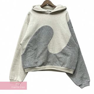 Dior×ERL 2023SS Hooded Sweatshirt Relaxed Fit 313J646A0815 ディオール×イーアールエル リラックスフィットフーデッドスウェットシャツ プルオーバーパーカー フードロゴ 切替 ラメ グレー×シルバー サイズXL【230309】【中古-A】【me04】(パーカー)