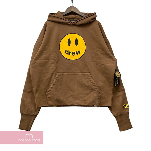 Drew House 2022SS Deconstructed Mascot Hoodie Brown ドリューハウス デコンストラクテッドマスコットフーディ プルオーバーパーカー リメイク スマイリープリント カットオフ ブラウン サイズM【230221】【新古品】【me04】