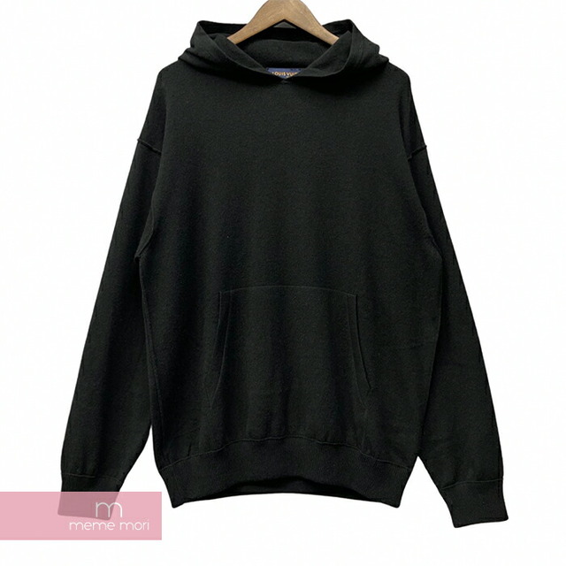 LOUIS VUITTON 2019AW Insideout Cashmere Hoodie 1A5CK5 ルイヴィトン インサイドアウトカシミヤフーディ プルオーバーパーカー ニットパーカー バックロゴ ブラック サイズL【230207】【新古品】【me04】